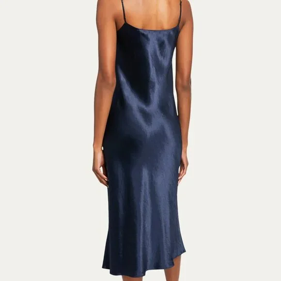 Vince Satin Slip Midi Dress - Navy Size L - Picture 3 of 6
